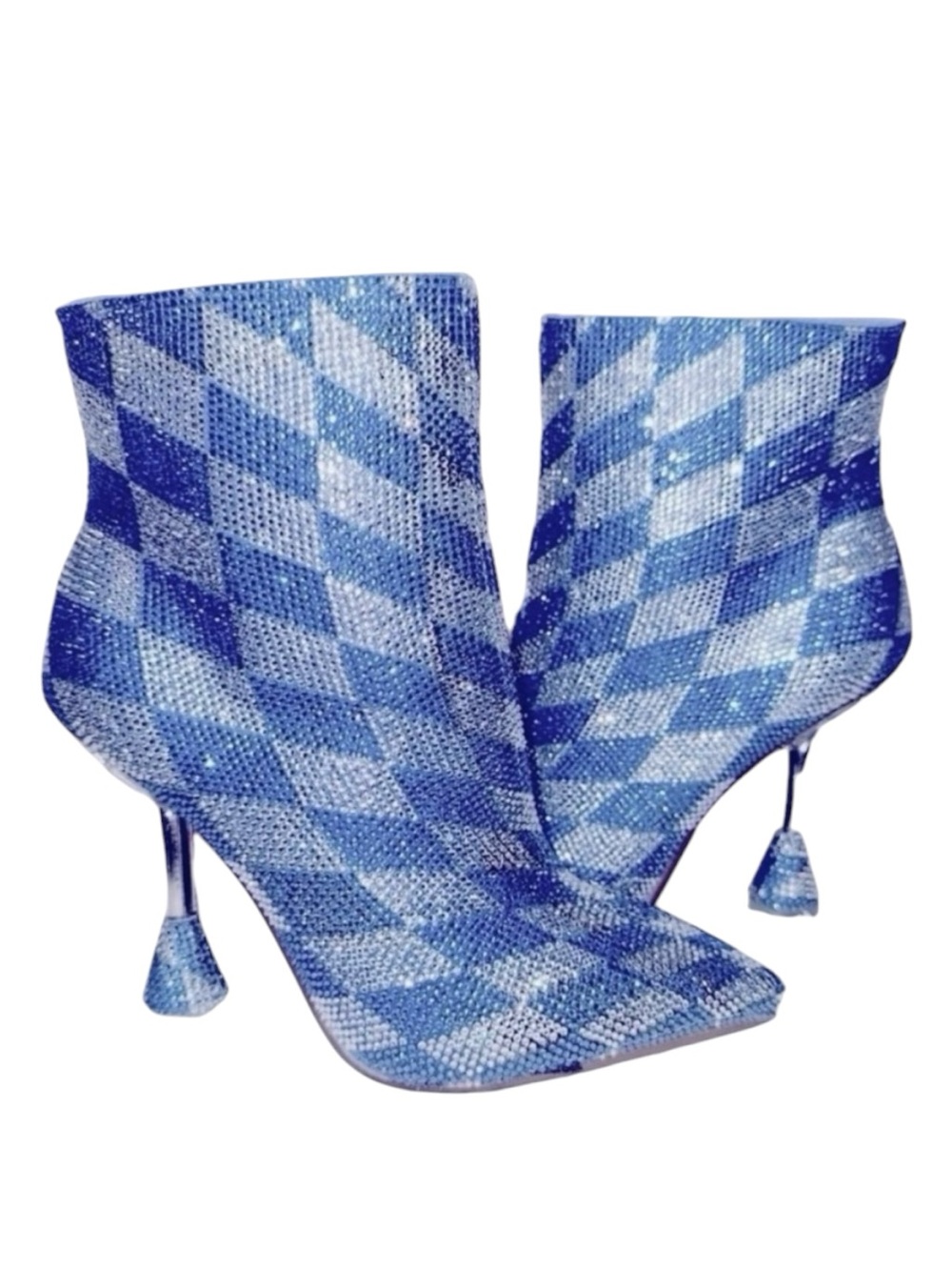 Gianni Bini Checkered Rhinestone Heeled Booties